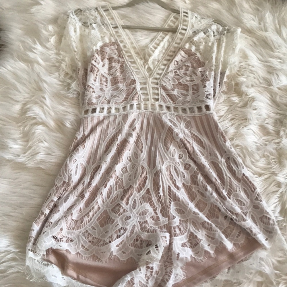 Gorgeous while lace romper:: bride, bachelorette